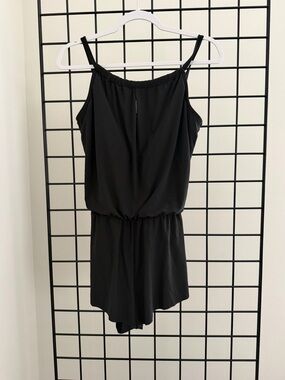 Aqua Green Black One-Piece Swim Romper with Blouson Top